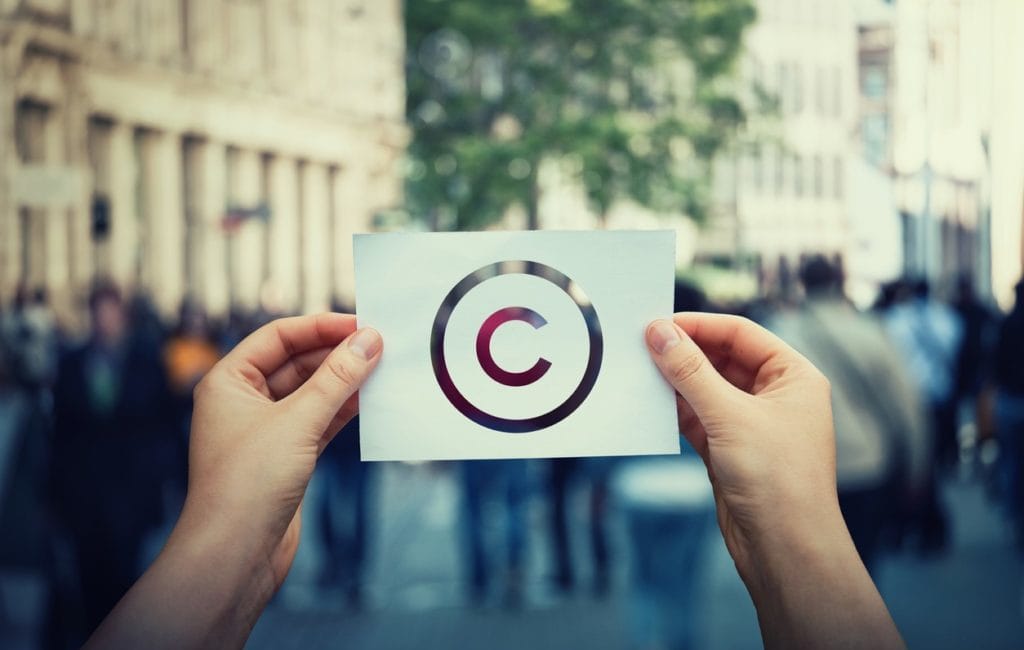 Copyright symbol on piece of paper