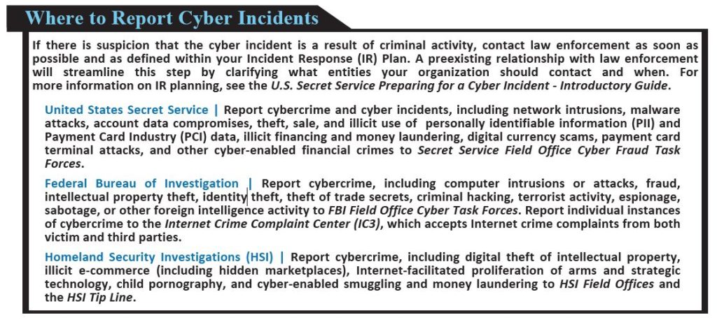 Where to Report Cyber Incidents